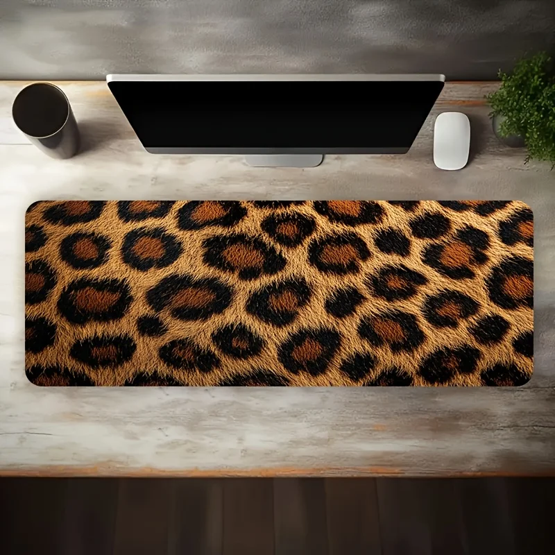 Brand Extra Large Leopard Print Gaming Mouse Pad Non Slip Washable Rubber Base Oversized Desk Pad Iron Style Desktop Decor For O