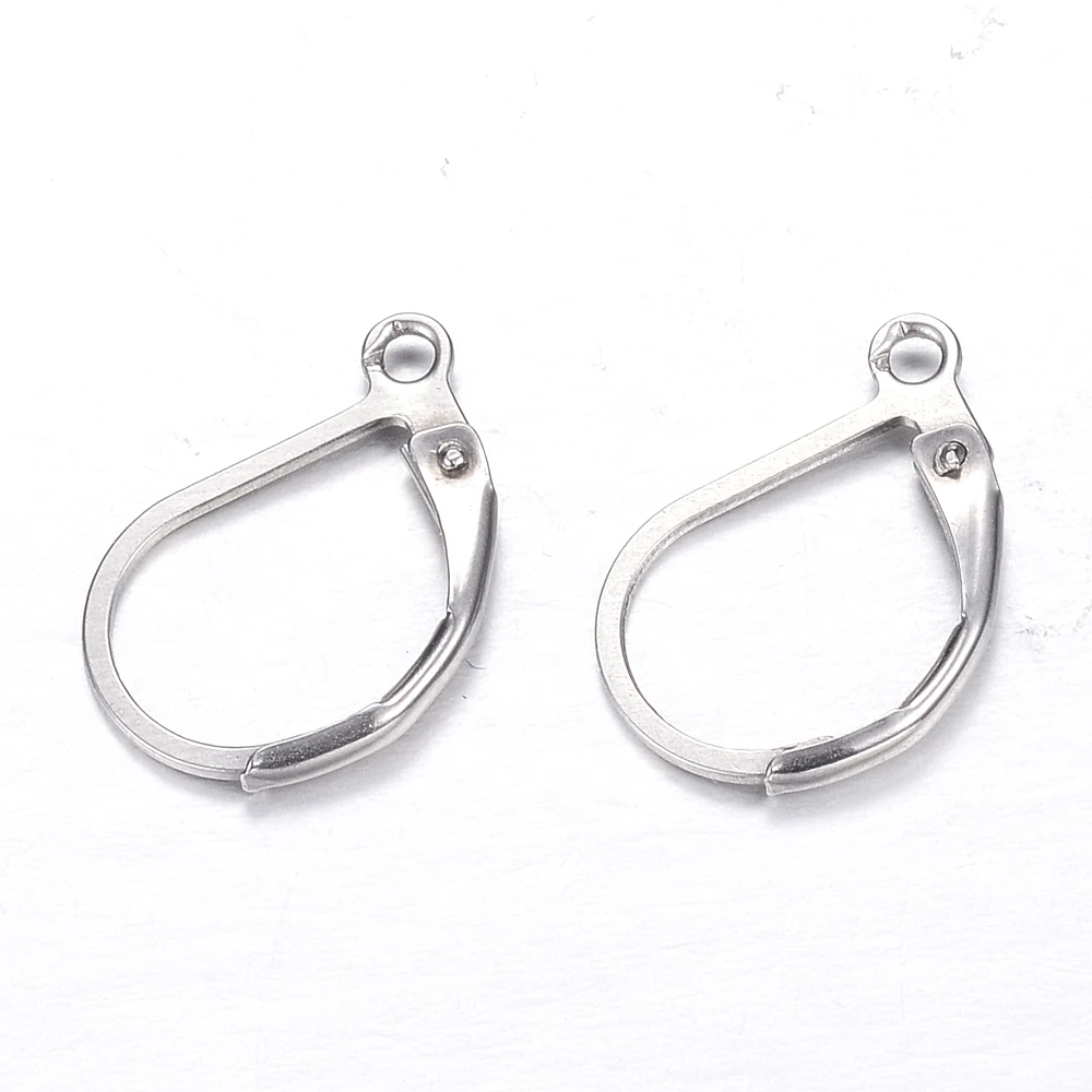 

Tarnish Resistant 304 Stainless Steel Leverback Earring Findings with Loop Stainless Steel Color 16x10.5x2mm Hole: 1.5mm