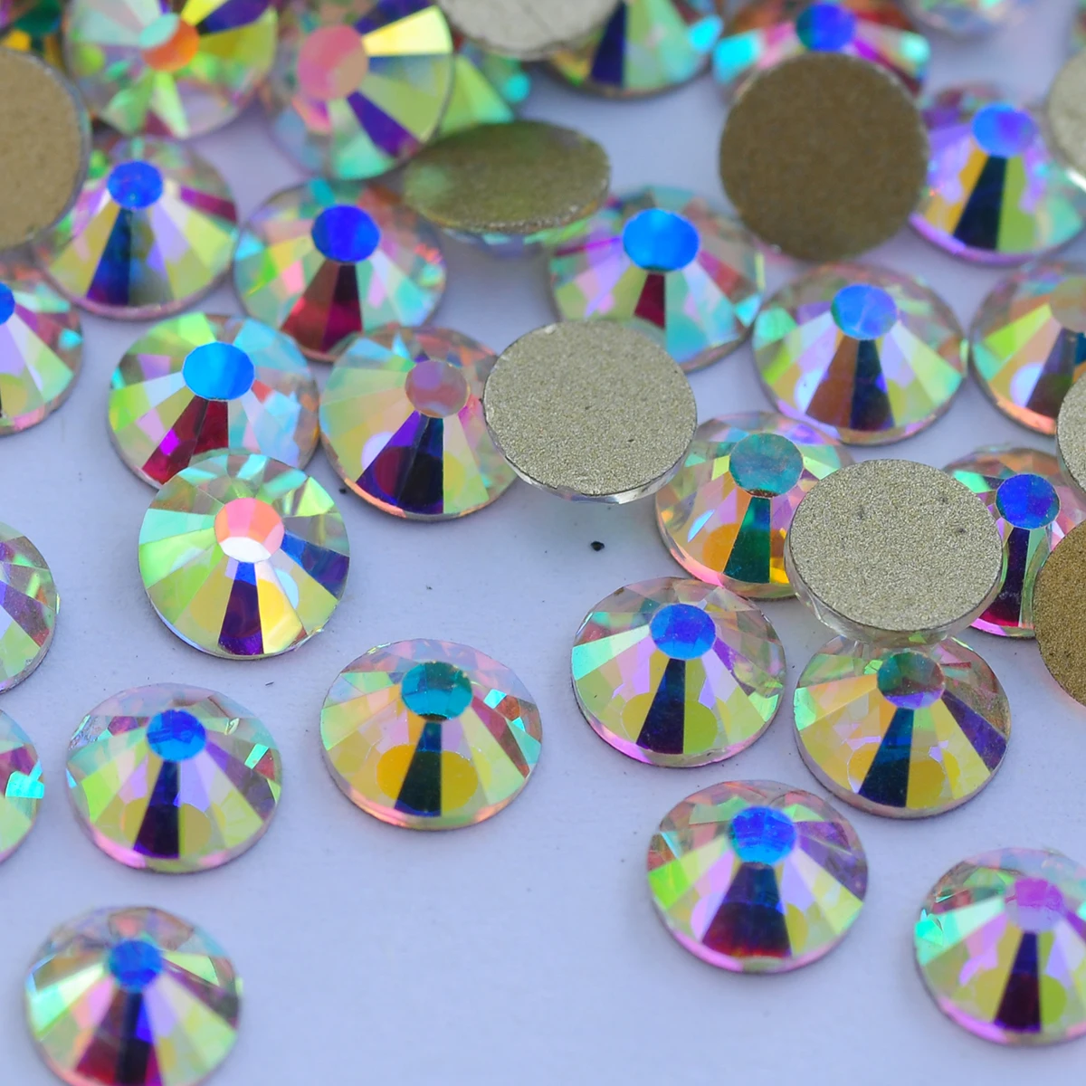 Großhandel Ss6 Ss10 Ss12 Ss16 Ss20 Ss30 Crystal AB Strass Flache Nagelkristalle Glasrhinestones für DIY-Bekleidung und Handarbeiten – Detail 5
