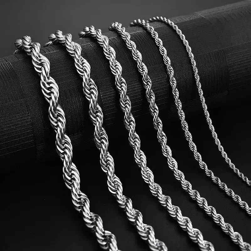 2/3/4MM 16-24 Inches Rope Chain Necklace For Men Women Fashion Punk Wedding Party Gifts Jewelry