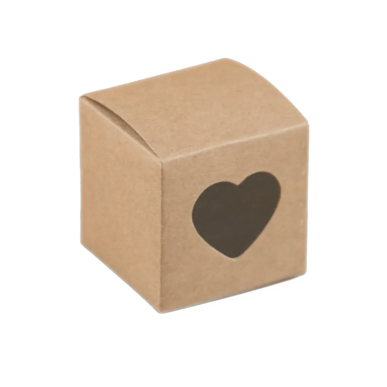 (100 Pcs/lot) Creative Wedding Decoration Gift box with PVC window of Kraft Love heart Candy box For Party Favor box gift