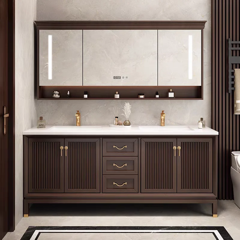 

Новый керамический шкаф для ванной комнаты в китайском стиле, комбинация двух раковин, роскошный шкаф для умывальника Armadio Bagno, мебель для дома