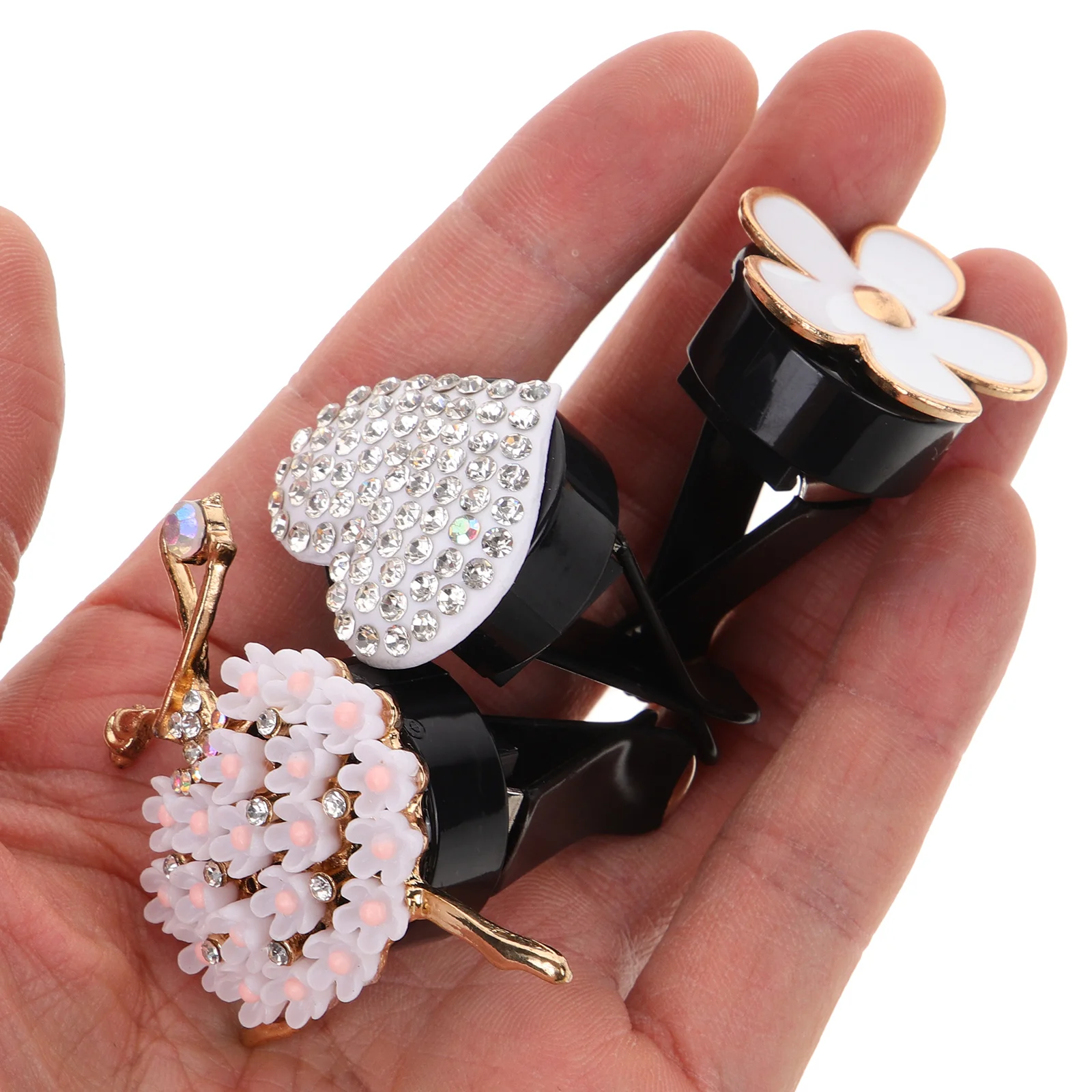 

3pcs Heart Flower Clips for Car Vent Easy Installation Durable Dashboard Decorations Car Interior Aroma Freshener