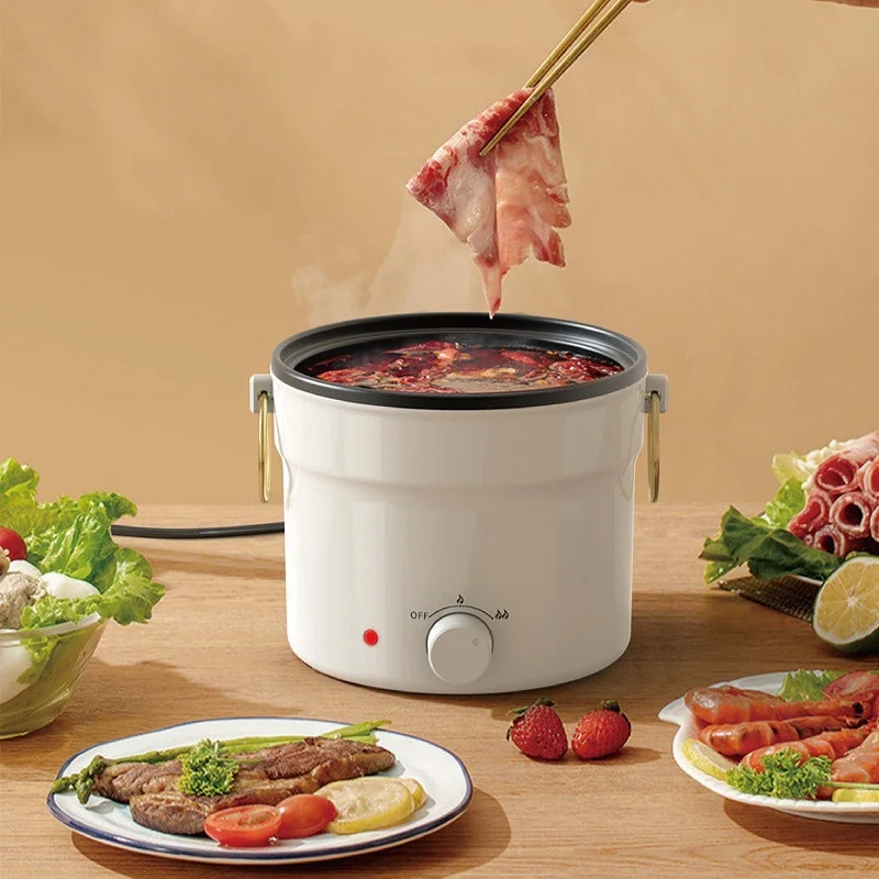 1L Electric Cooking Pot Student Dormitory Low Power Hot Pot Multifunction Breakfast Machine Steamer Non-stick Frying Pan 220V