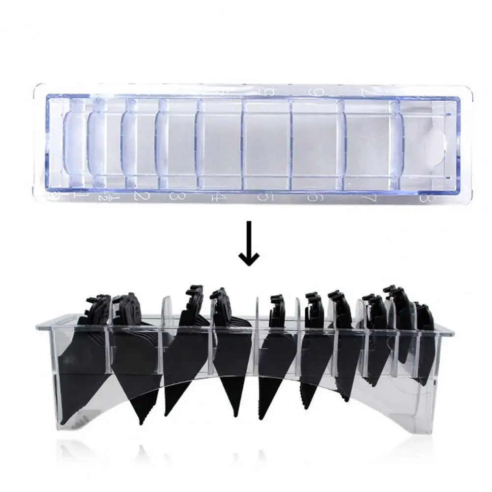 Hair Clipper Guard Storage Box With 10 Compartments Hair Clipper Guard Case Transparent Rectangular Guide Comb Storage Box 사물함