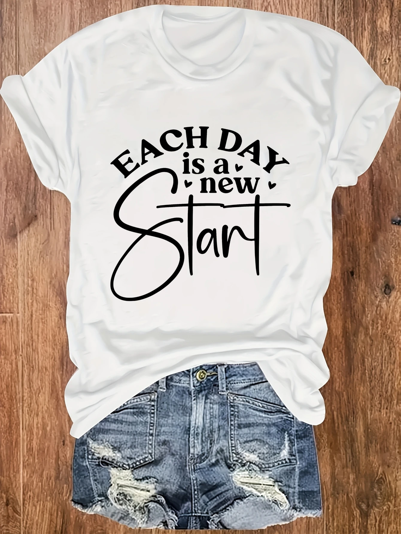 

women's plus size tank top Each Day Is A New Start Suitable for sports and daily wear summer casual shirt summer fashion top