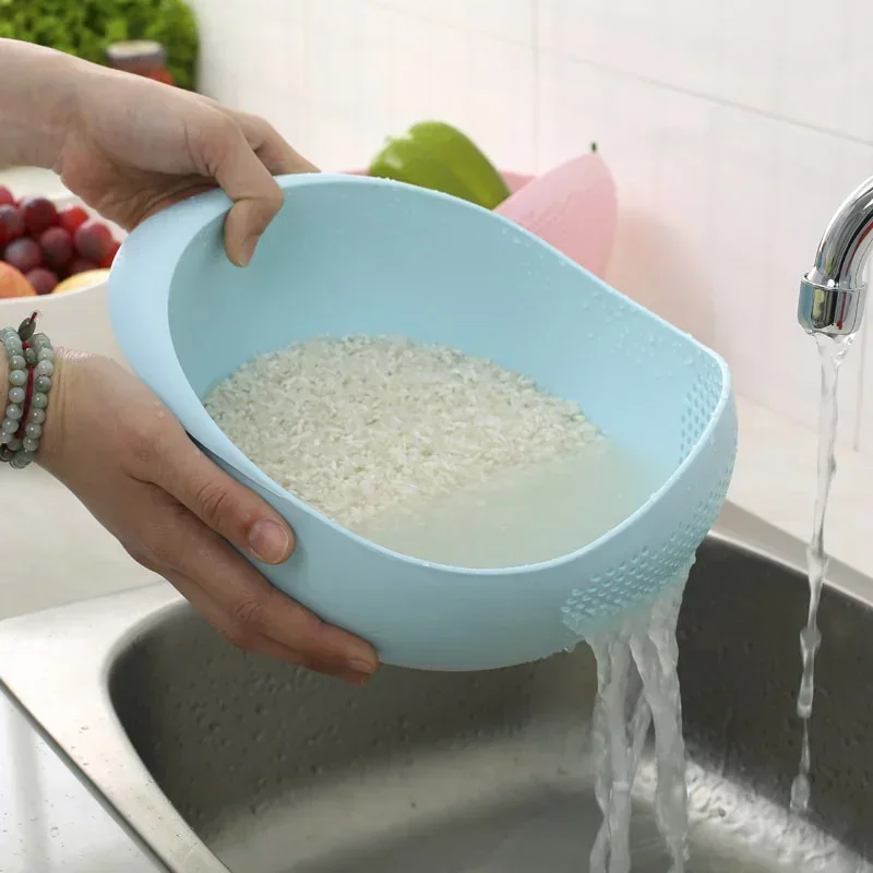 Rice Sieve Plastic Colander Rice Drain Basket Bowl Food Beans Sieve Fruit Washing Strainer Sink Drain Kitchen Small Tools