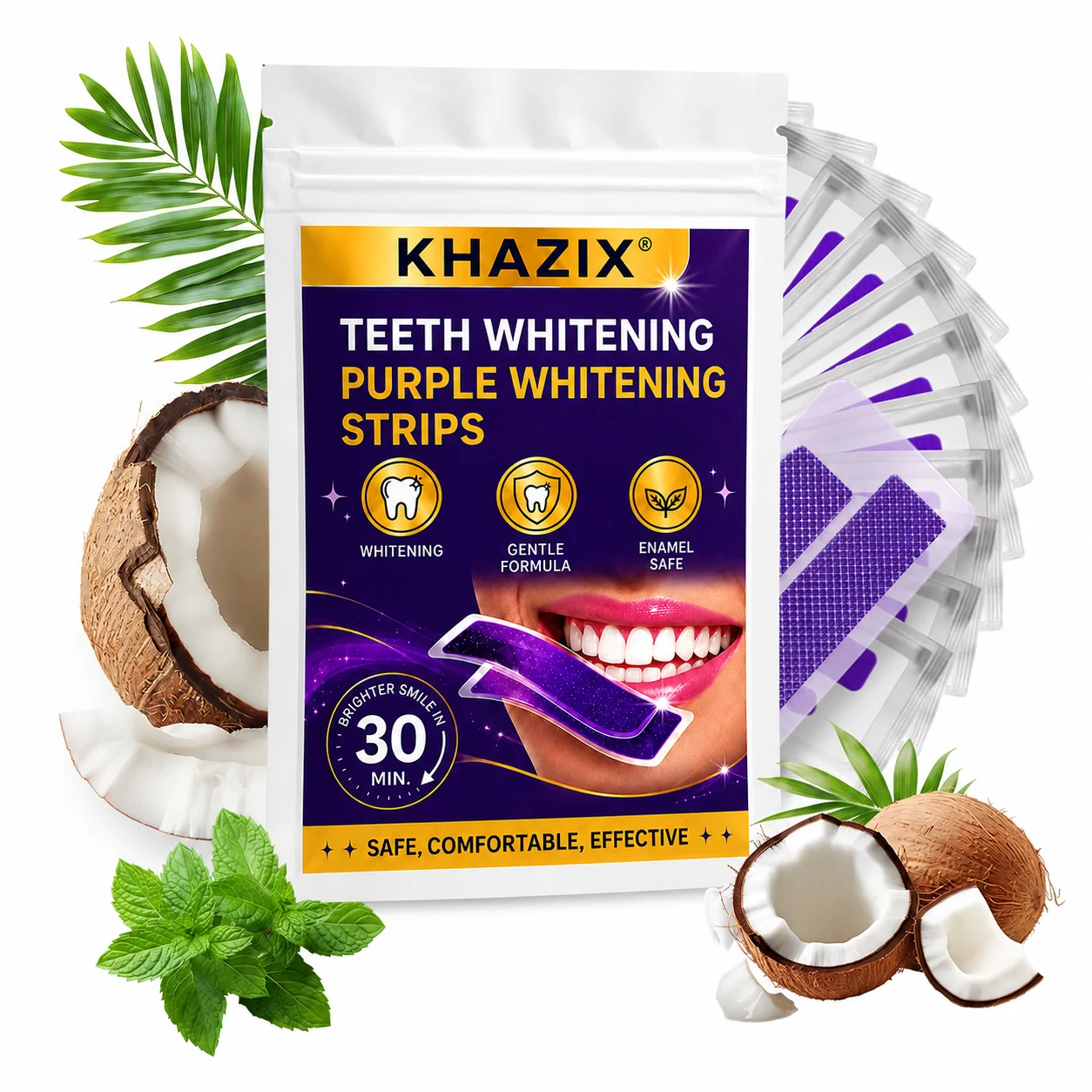 1/7 pairs Teeth Whitening Strips for Whiter-Looking Smile, Flexible Tooth Strips Easy to Apply for Daily Cosmetic Care