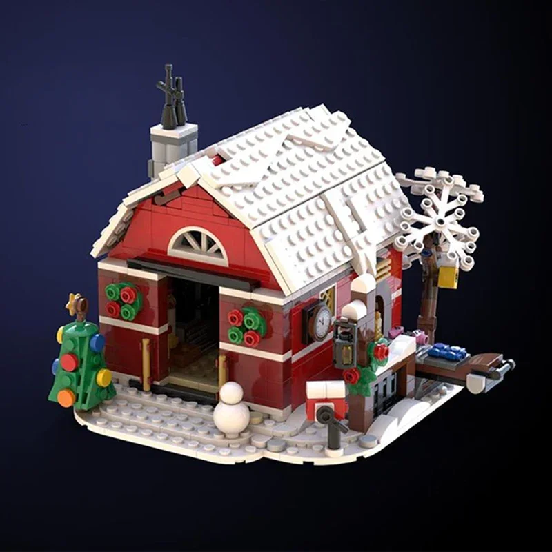 Moc Building Blocks Street View Model Santa's Studio Technical Bricks DIY Assembly Construction Toys For Childr Holiday Gifts