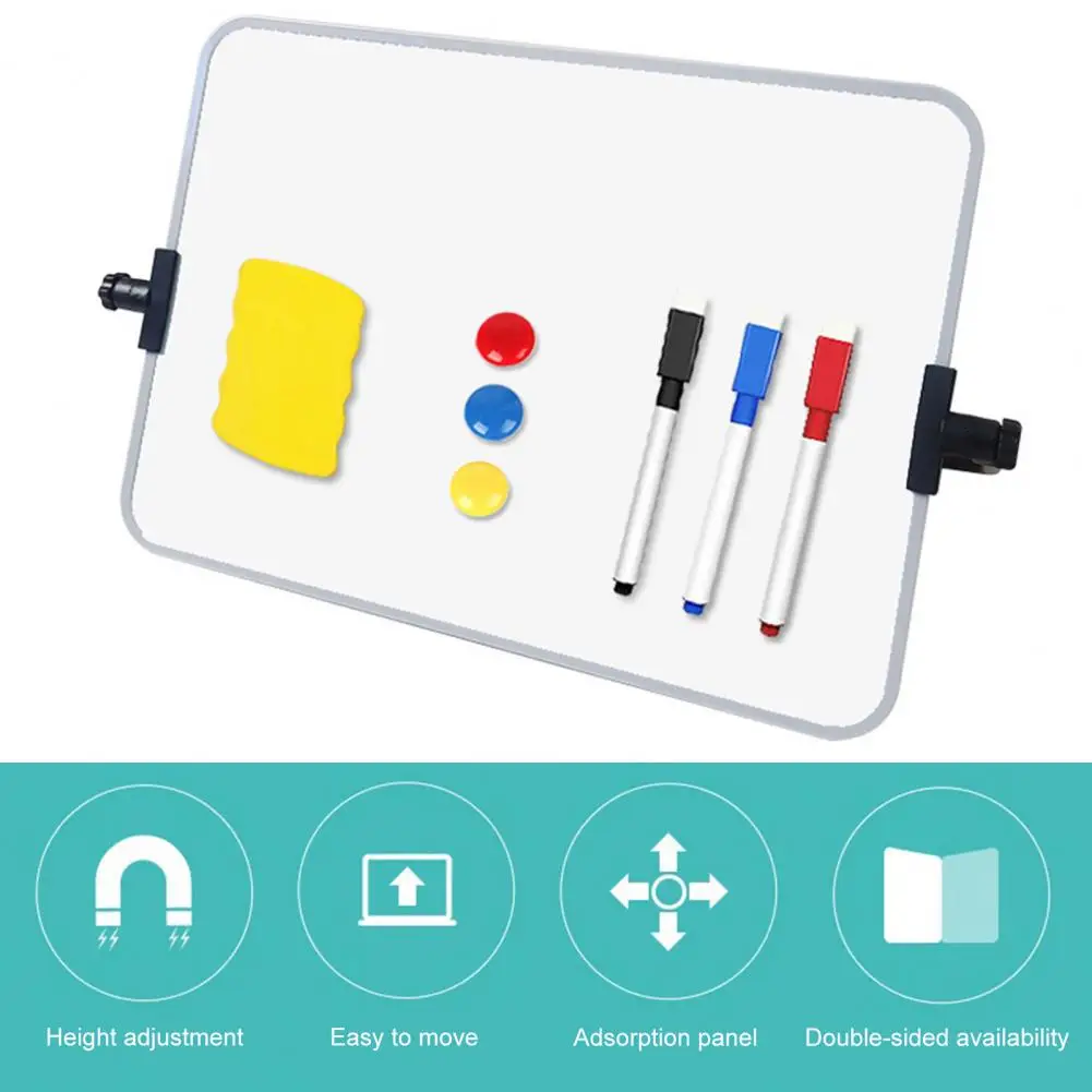 재사용 가능한 화이트 보드 각도 조절 플라스틱 화이트 보드 1 세트, 마그네틱 드라이 지우기 화이트 보드