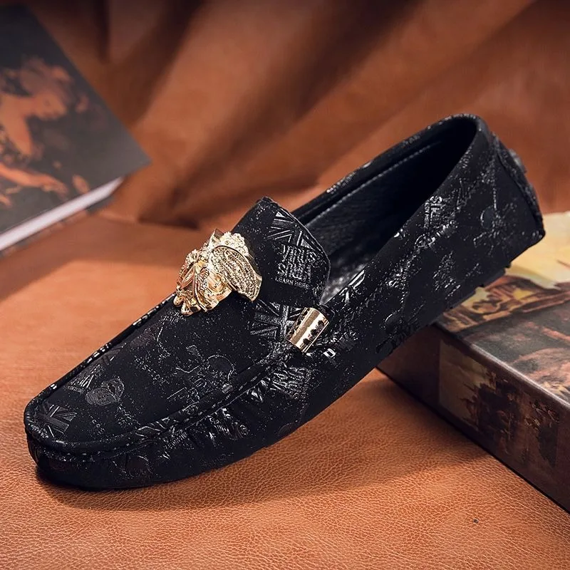 gentleman shoes luxury man punk loafers skull designer loafers uomo casual flats hand-made decent shoes man italian mocassins