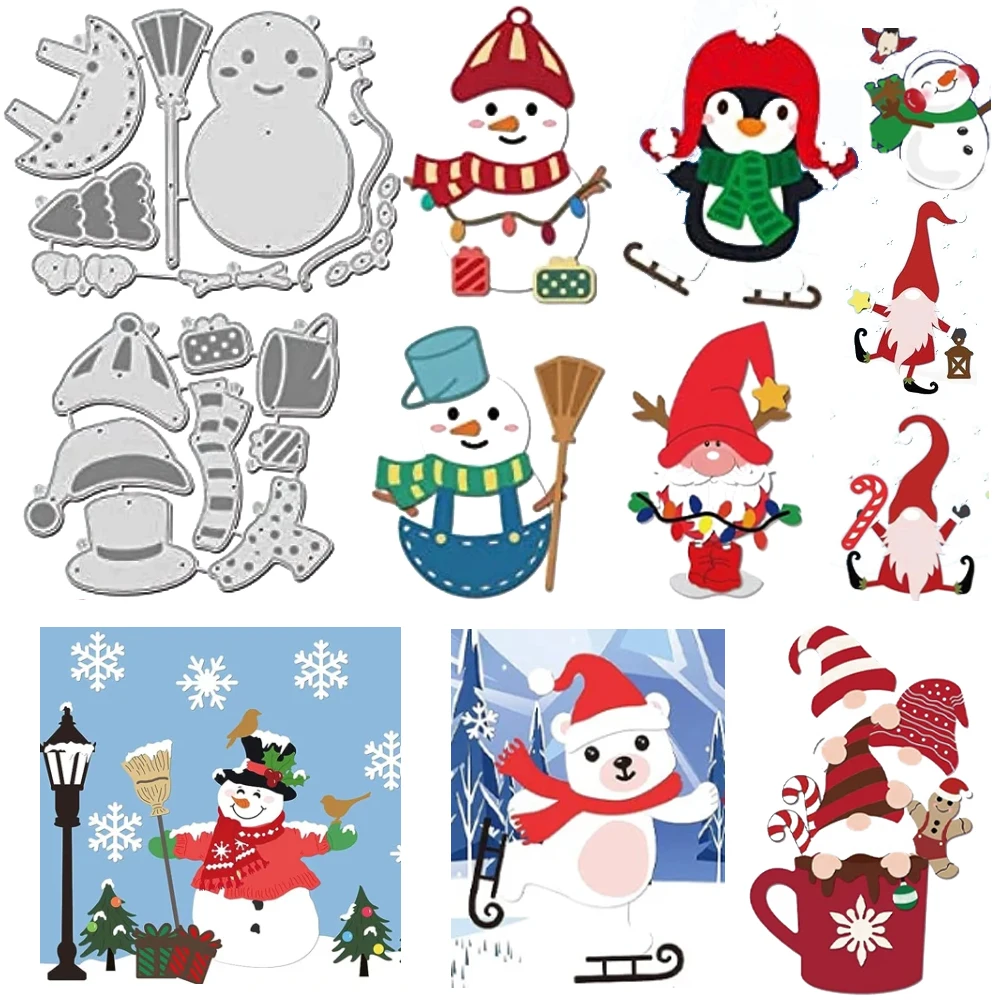 Winter Snowman Cutting Dies Hat Scarf Carbon Steel Die Cuts Christmas Embossing for Scrapbooking Card DIY Craft Decoration