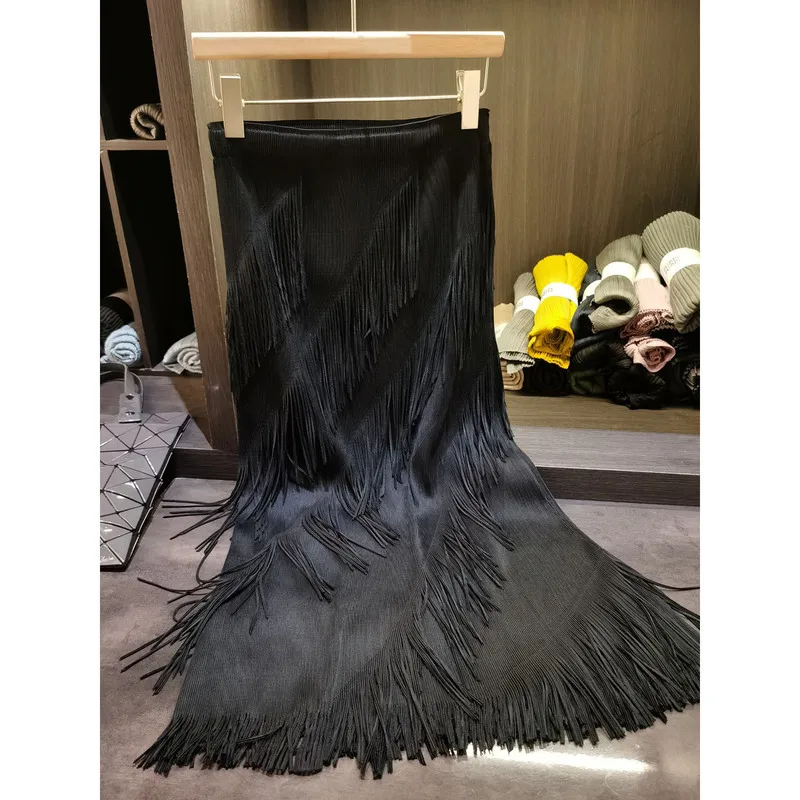 Miyake Pleated Women‘’s Skirt Fashion Stretch Classic Lake Skirt Club Birthday Straight Long Skirts Causal Style In Stock
