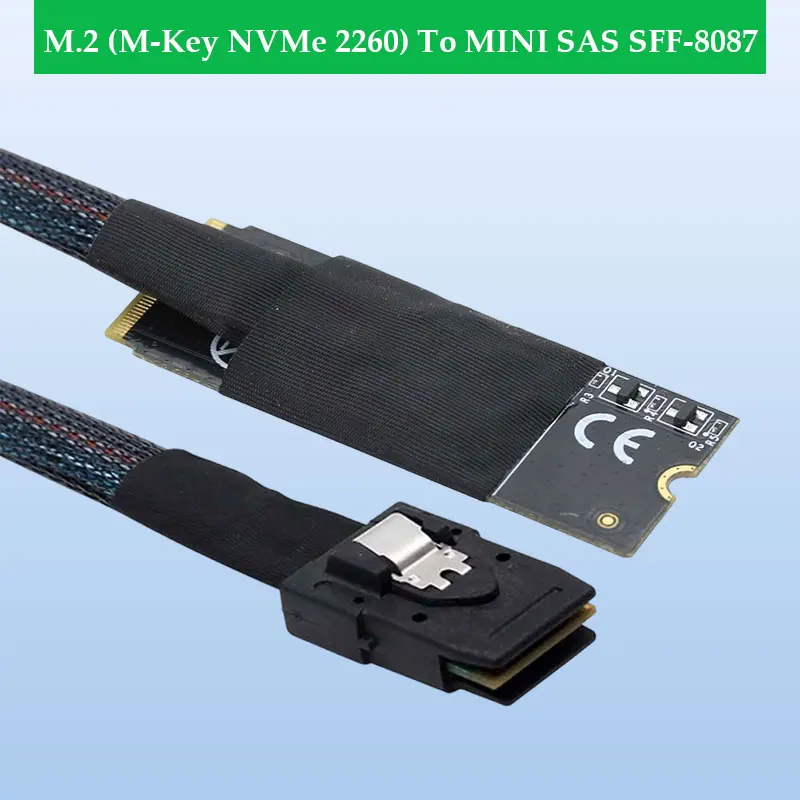ADT-Link M.2 (M-Key NVMe 2260) To MINI SAS SFF-8087 Server Internal High-speed Adapter Cable Length Options 0.5M 1M