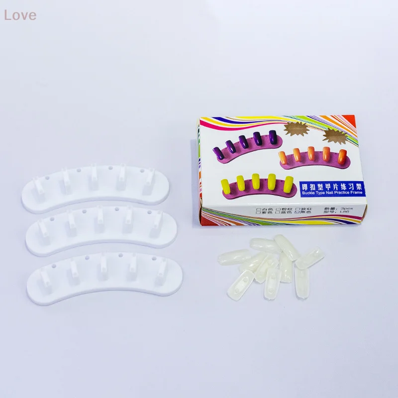[L & P] 3 قطعة مجموعة أظافر صناعية نصائح فنية ممارسة عرض موقف أداة و 10 قطعة أظافر صناعية نصائح مانيكير مسمار أداة فنية مجموعة