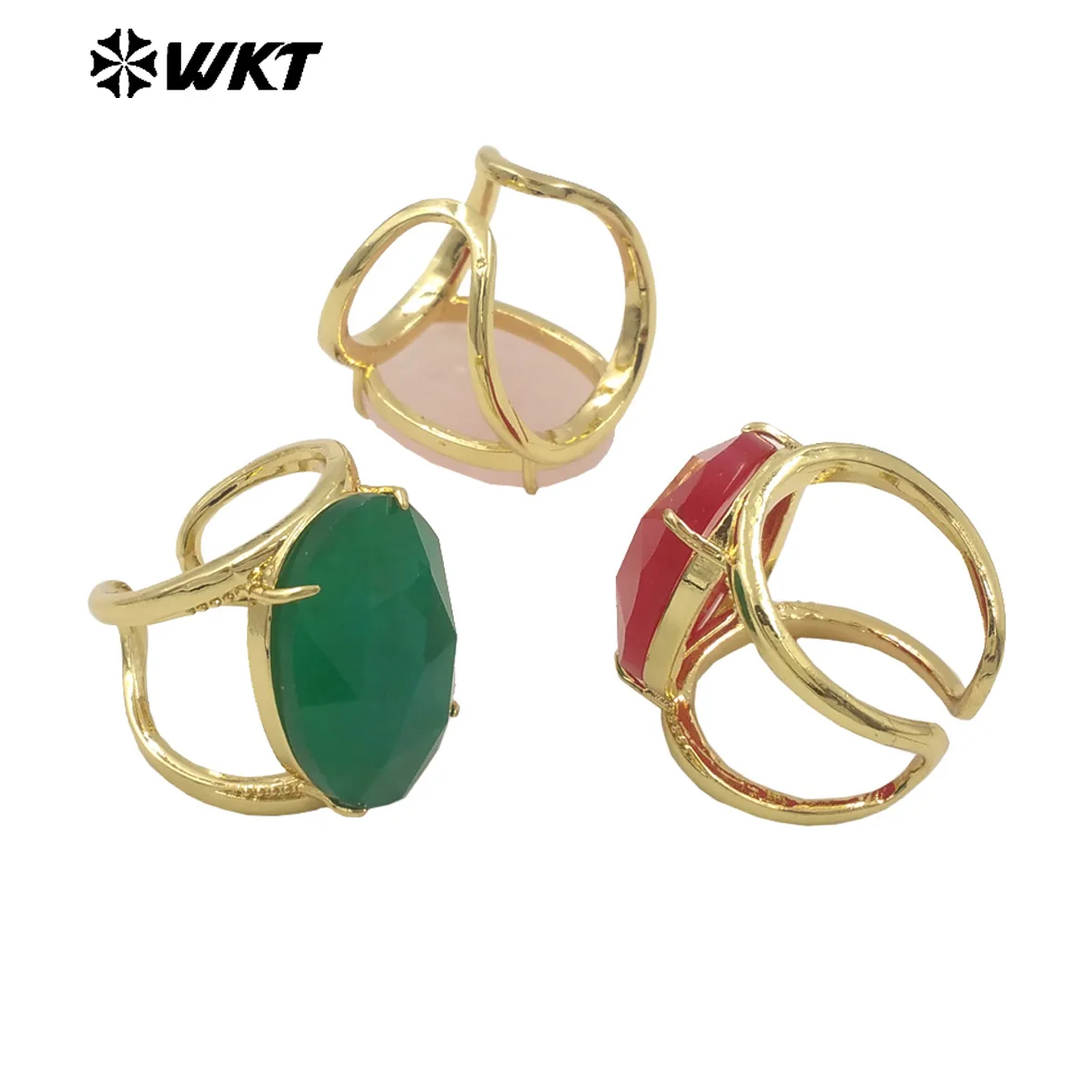 WT-R525   WKT 2024 Lovely Style Natural Gemstone Ring Adjustable Women Wedding Party Accessory Gift US 8 New  Sale