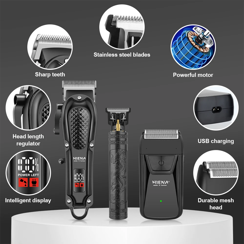 

hair cutting machine Rechargeable Hair Clippers for Men, Three-piece Set with Oil Head and Electric Trimmers, Ideal for Home