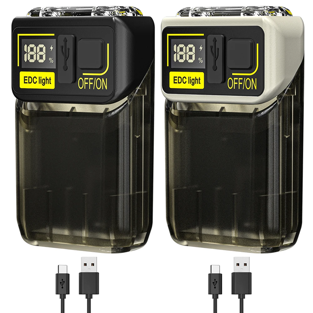 

LED+COB Mini Keychain Flashlight 380LM Type-C Rechargeable for Camping (White)