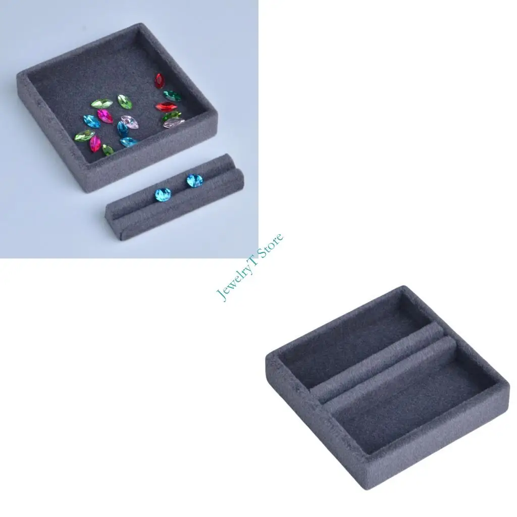 

LX9D Fabric Jewelry Display Tray Square Design Removable Lining Suitable for Organized Storage Rings and Small Accessories