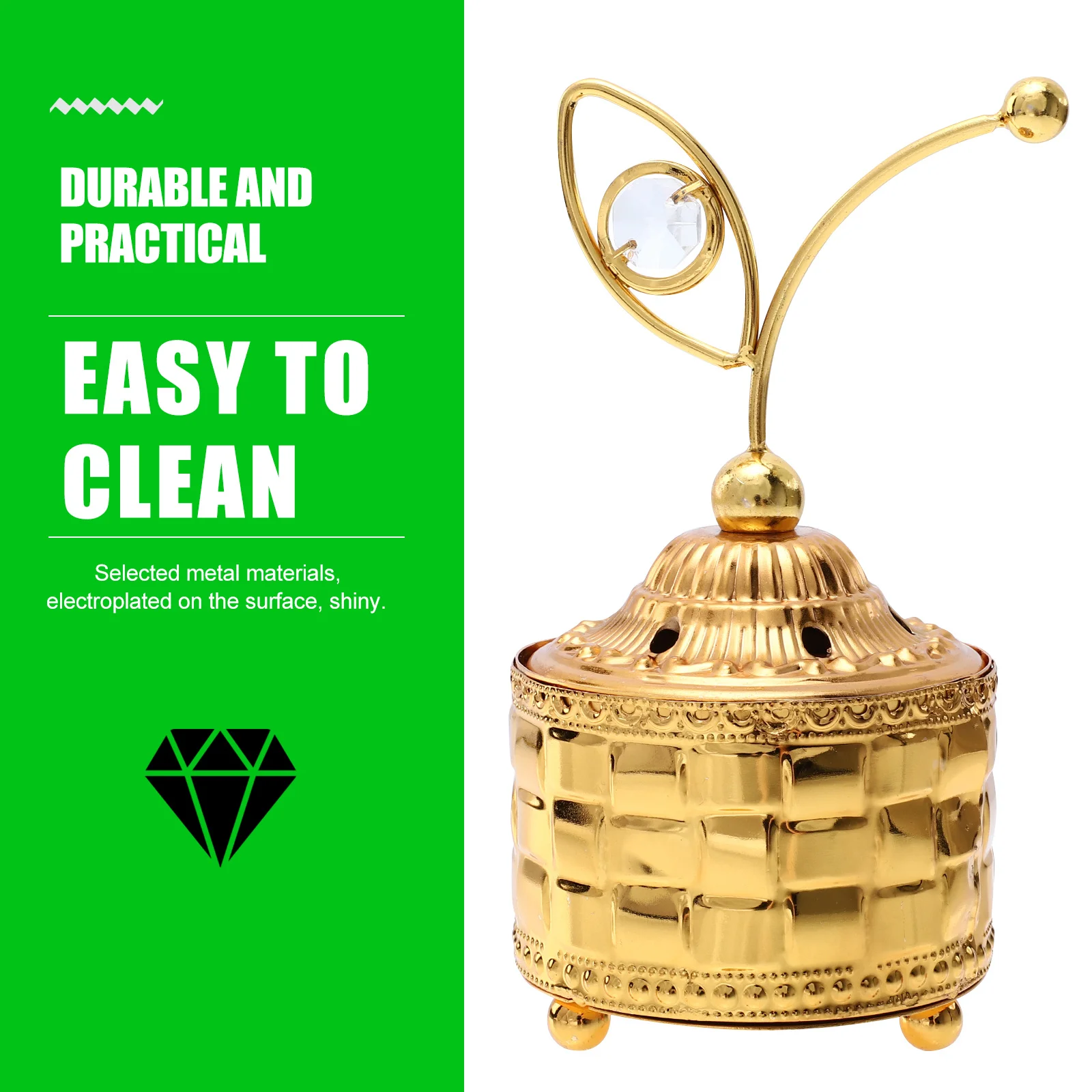 

1Pcs Metal Incense Burner Compact Design Smooth Surface Elegant Home Decor Stress Relief Meditation Yoga Room Censer Holder