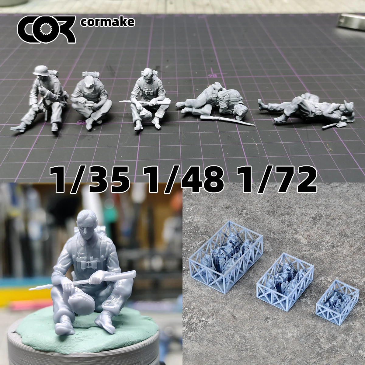 

army figure Soldiers resting Soldier team Military Man lay sitting Assembly Set Static Scale model kit 5 pcs 1/72 1/35 1/48