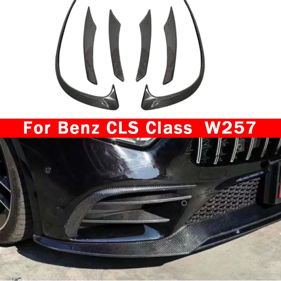 For Mercedes Benz CLS Class W257 CLS53 350 2018+ Carbon fiber wind knife fog lamp air vent decorative strip Upgrade body kit