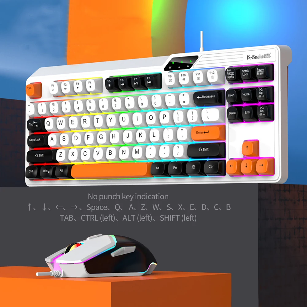 K87 Wired Keyboard USB Mechanical Feel Keyboard Color Blocked Keycaps Illuminated Computer Laptop Office Game keyboard Hot