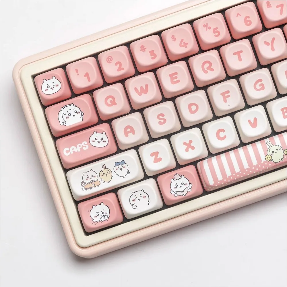 Keycaps, Small Full MOA Height PBT Pink Gee for MX Switch 60/84/90/104/108 Mechanical Keyboard