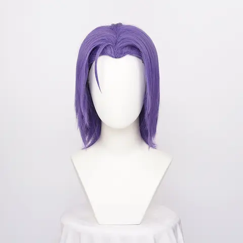 Ccutoo 합성 팀 로켓 제임스 코스프레 짧은 가발, 보라색 내열성 파티 헤어 가발 및 가발 캡