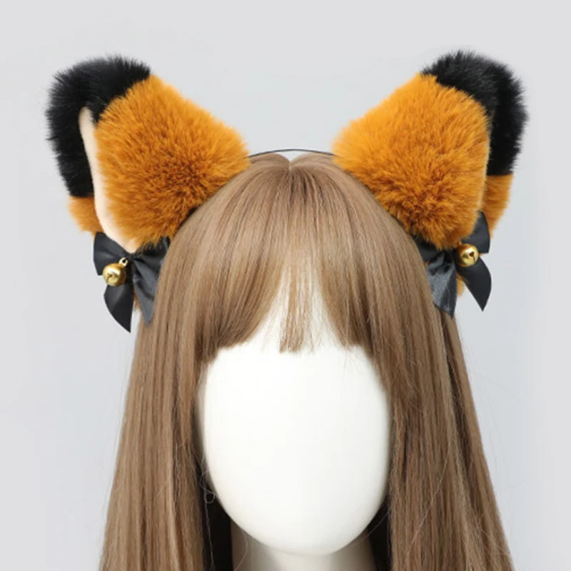 Cute Plush Cat Ear Bell Hair Hoop Headband Lolita Fashion Bow Hairband Headwear Anime Cosplay Party Headdress Hair Accessories