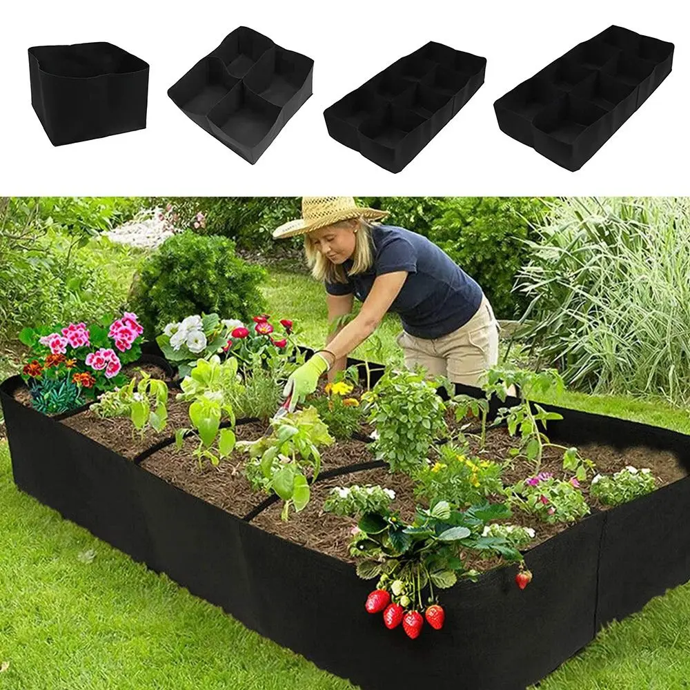 Felt Garden Planting Bag Rectangle Garden Tools Planting Nursery Pot Multi-gird Plant Nutrition Bag