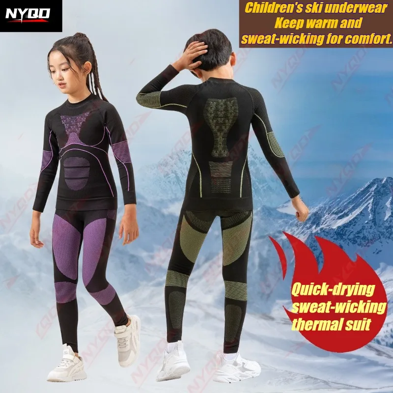 outdoor-children's-ski-quick-drying-clothes-running-jumping-skiing-sportswear-moisture-wicking-thermal-underwear-functional-set