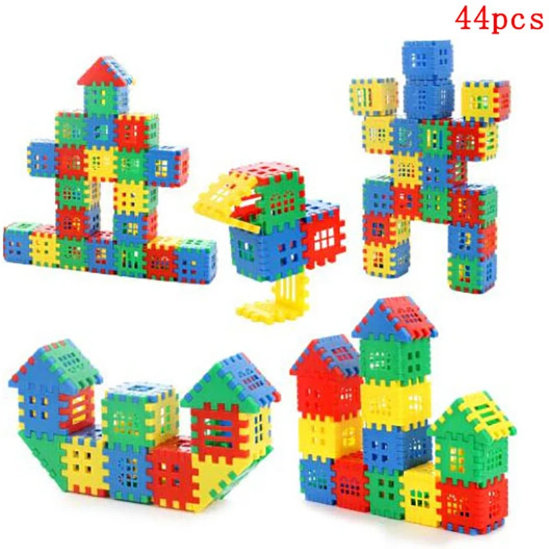 44pcs/lot Baby Paradise House spelling puzzle plastic blocks City DIY Creative Model Figures Educational Kids Toys