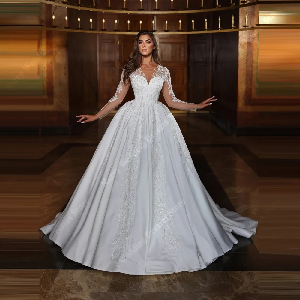 Luksusowe suknie ślubne damskie w kształcie litery A z 2026 roku, z eleganckimi aplikacjami z koronki, dekoltem w serek, suknie dla panny młodej, na zaręczyny, bankiet, Vestidos Novias Boda
