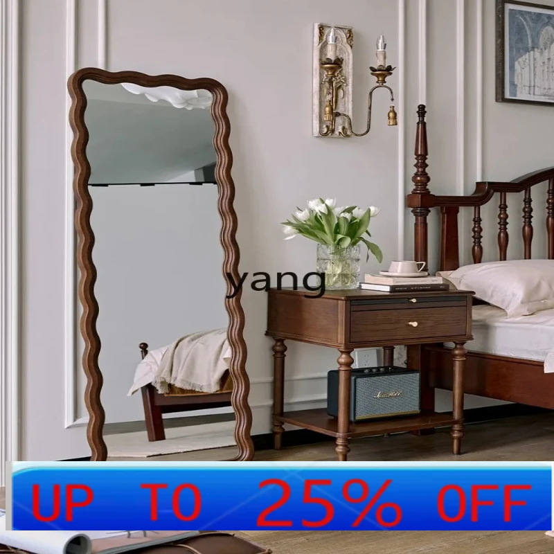 

LH French retro solid wood full-body mirror bedroom full-length mirror cloakroom home wall-to-wall floor mirror