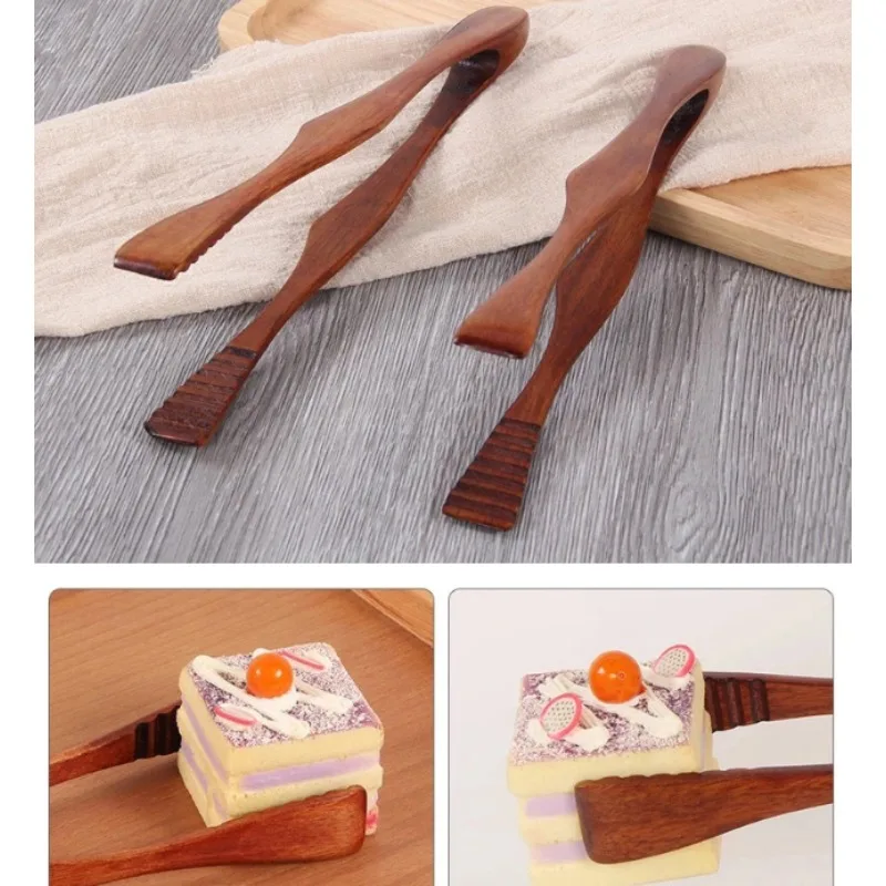 

1pc Wooden Kitchen Cooking Tong Food BBQ Tool Salad Steak Bread Cake Clamp Toast Food Clip Tea Clip Kitchen Buffet Utensil Tools