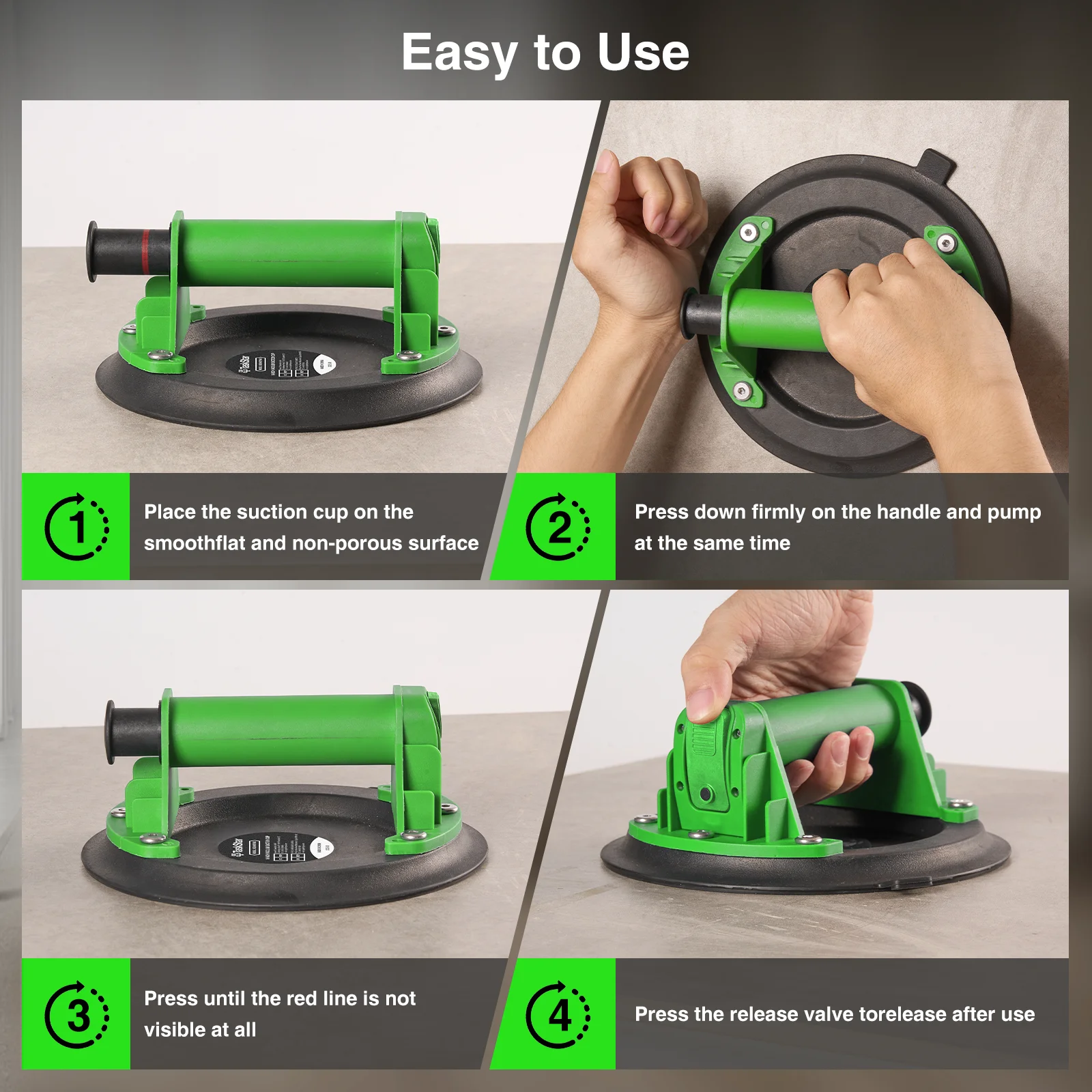 タスクスター 2個パック 8インチ ガラス吸盤 ヘビーデューティー ハンドヒーロー ガラスリフター 200kg 耐荷重 強力 工業用吸盤