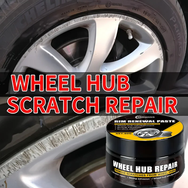 Universal Alloy Wheel Repair Paste - For Fixing Scratches and Curb Damage on Car Rims, Includes a Sponge