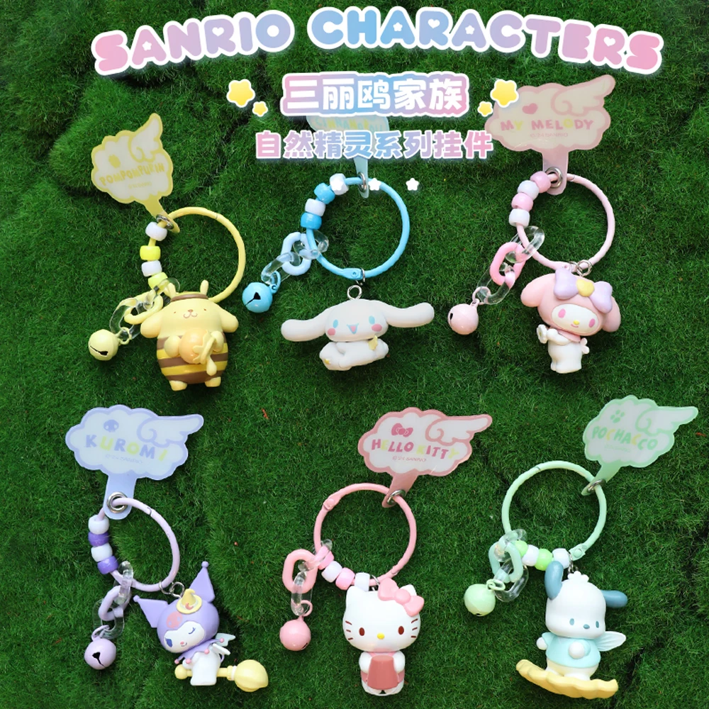 Kawaii Sanrio Nature Luminous Elf Series Pendant Hello Kitty Cinnamoroll Kuromi Cartoon Keychain Knapsack Pendant Girl Gift