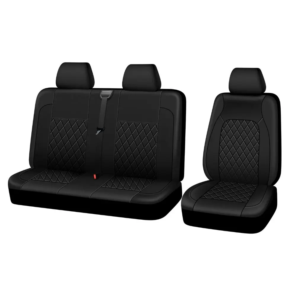 Universal 2+1 PU Leather Seat Covers Seat Protector Black Gray Red Blue