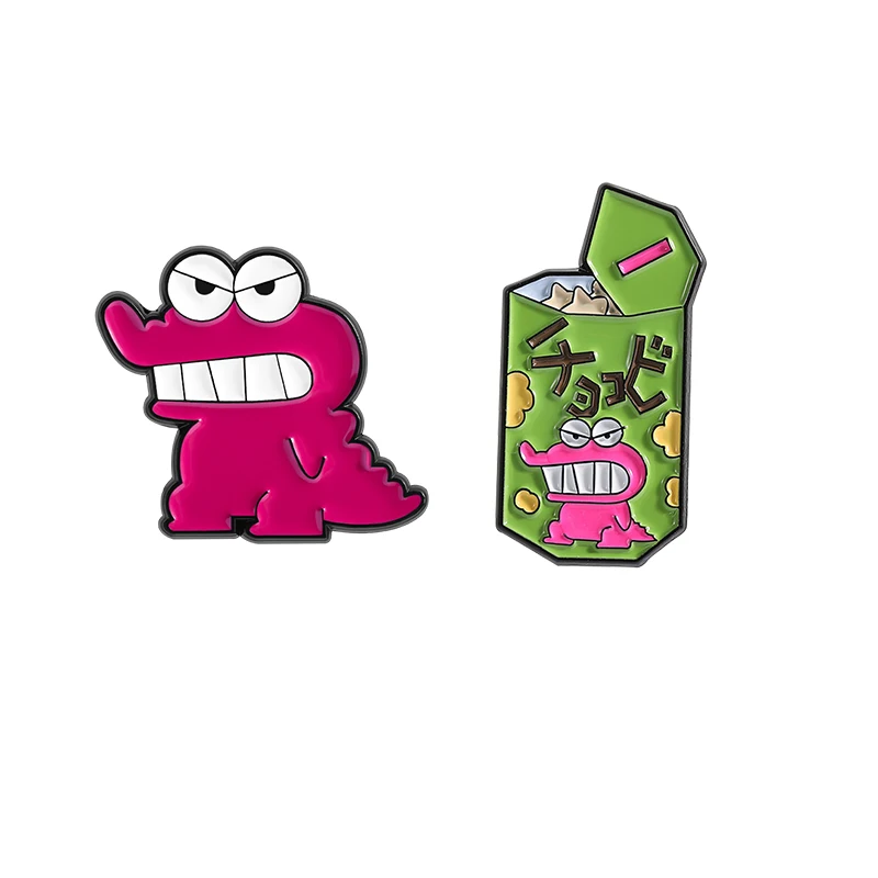 

Comedy Anime Brooch Enamel Pins Funny Pink Angry Crocodile Brooches Lapel Badge Backpack Accessories Fantasy Decor Jewelry Gifts