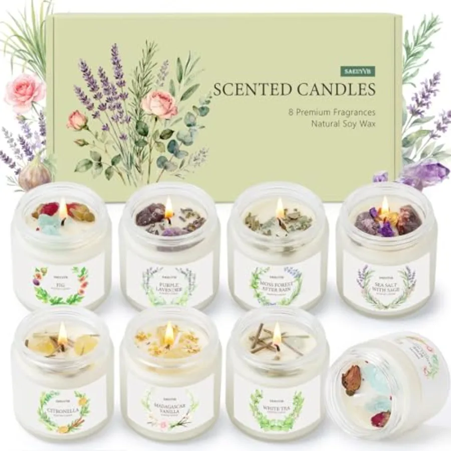 

Набор из 8 ароматических свечей для дома, 28 унций, соевые свечи в хрустальных стаканах, 200 часов горения, наборы ароматических свечей для ароматерапии, идеальный подарок для женщин