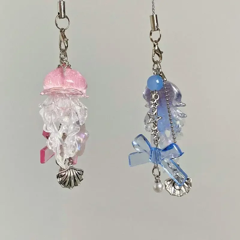 الوردي قنديل البحر الهاتف سحر نجم البحر حورية البحر ذيل السمكة القوس حبة Fairycore المفاتيح المحفظة المدرسية مفتاح السيارة ديكور المجوهرات #1