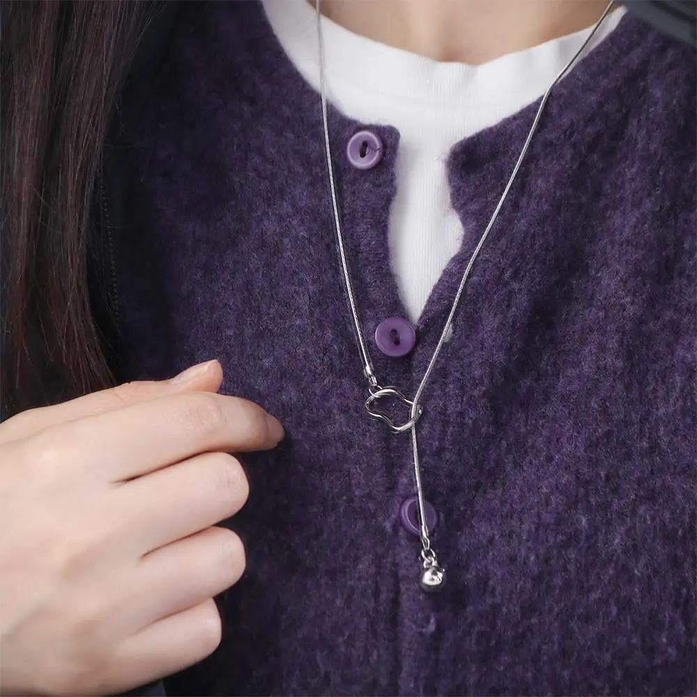 Adjustable Geometric Sweater Chain Exquisite Silver Triangle Pendant Necklace Light Luxury Elegant Tassels Necklace