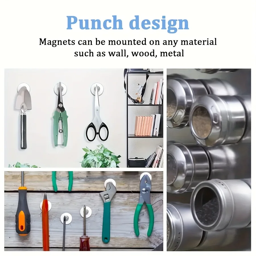 10 Stück 20 x 3–5 mm runde Magnete mit Mittelloch – Küchenaufbewahrungsmagnete für Gewürzregale und Organizer