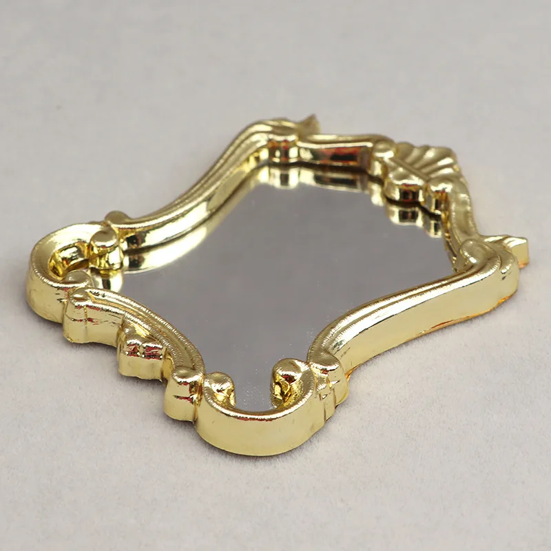 Specchio in miniatura per casa delle bambole in scala 1:12 5picecs - Arredamento versatile con bordo dorato chic |   Accessori per la casa delle bambole del bagno della camera da letto