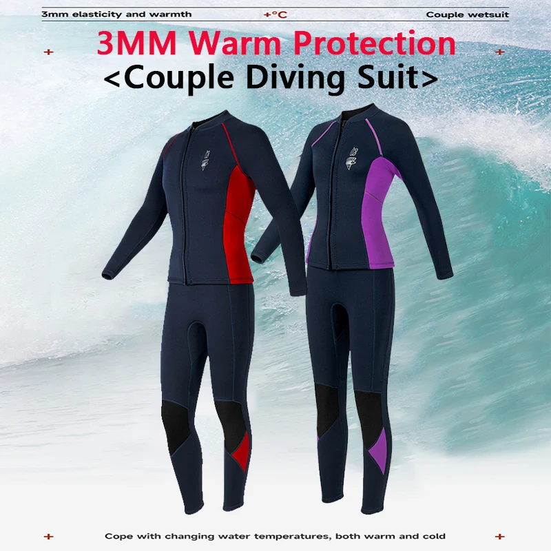 

3mm Neoprene Adult Wetsuit Separate Men Front Zip Thickened Warm Diving Suit women long sleeved cold resistant surfing Clothes
