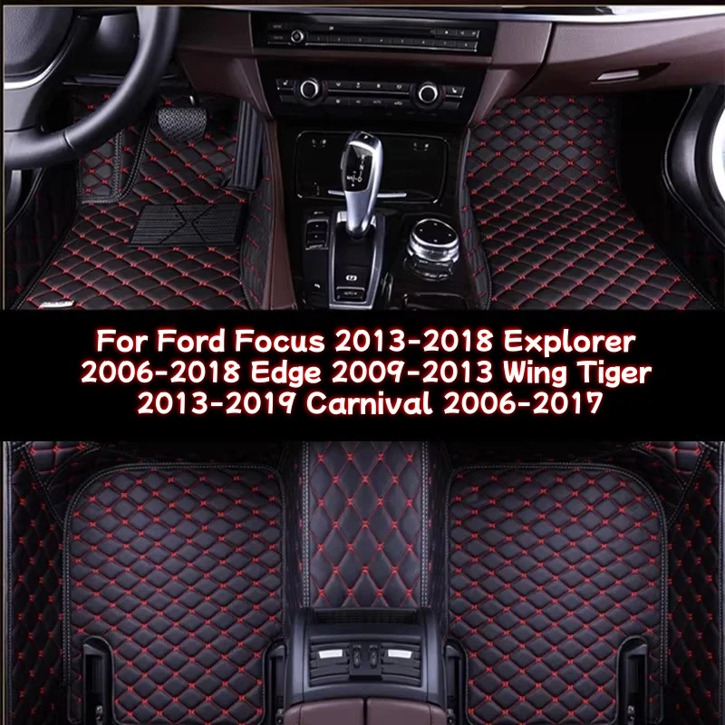 

Custom Car Floor Mats Anti Slip 2013-2018 Explorer 2006-2018 Edge 2009-2013 Wing Tiger Carpets Foot Coche For Ford Focus