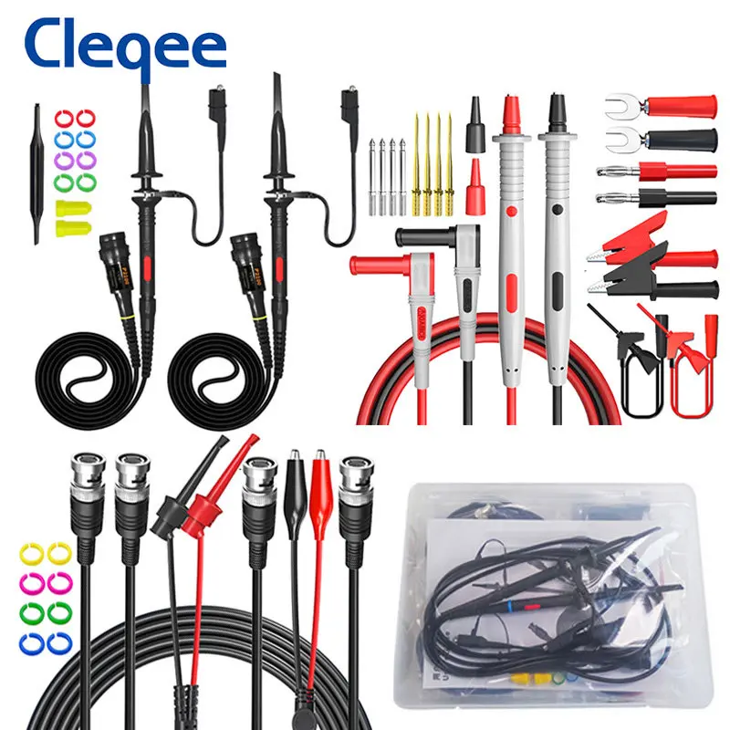 Cleqee P1260D Multimeter Test Leads kit + Oscilloscope Probes + BNC Test Leads Replaceable Multi-function Test Accessories