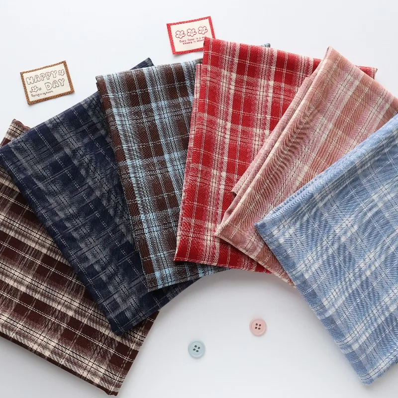 Yarn-dyed Plaid Fabric Micro Elastic Per Meter for Clothes Shirt Skirt Pants Tablecloth Scrunchie Sewing Cloth Soft Lightweight